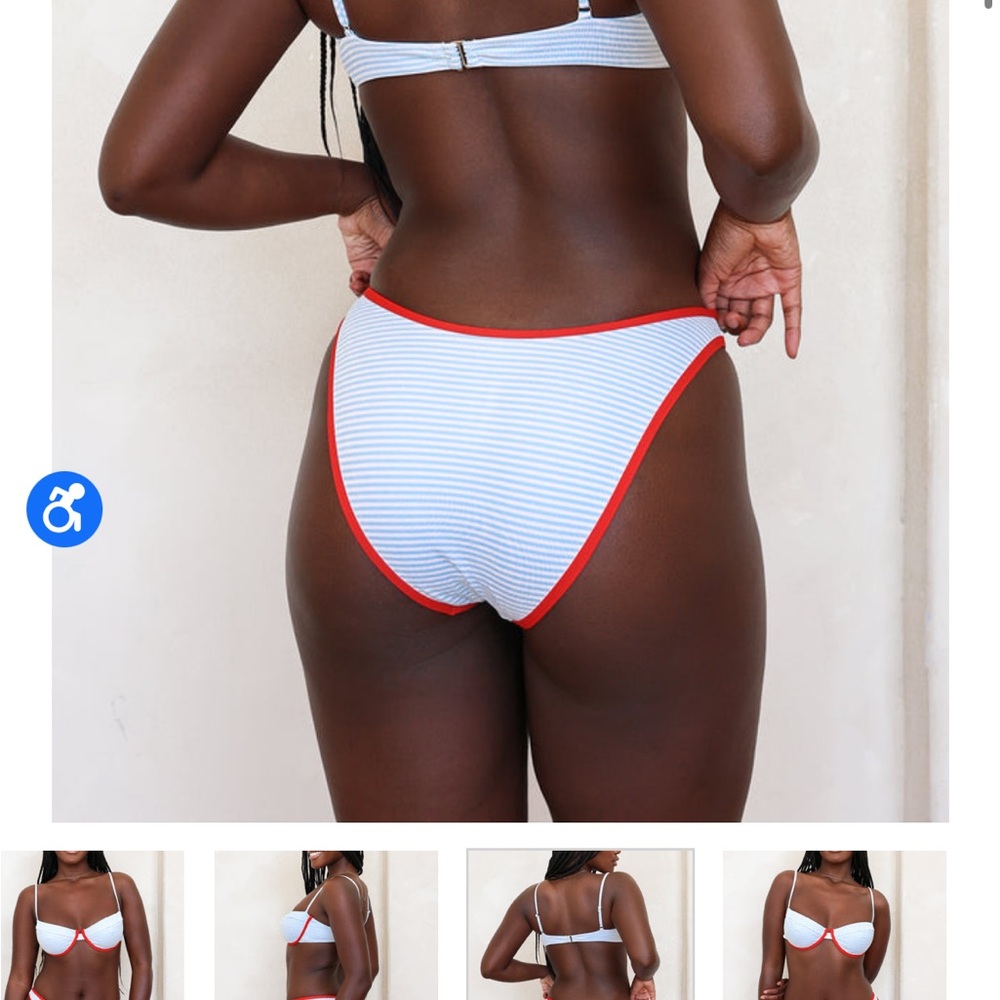 Striped Bikini Set with Red Trim